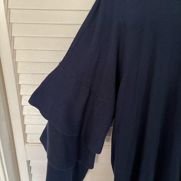 Navy sweater with fun ruffled sleeves - Picture 2 of 5